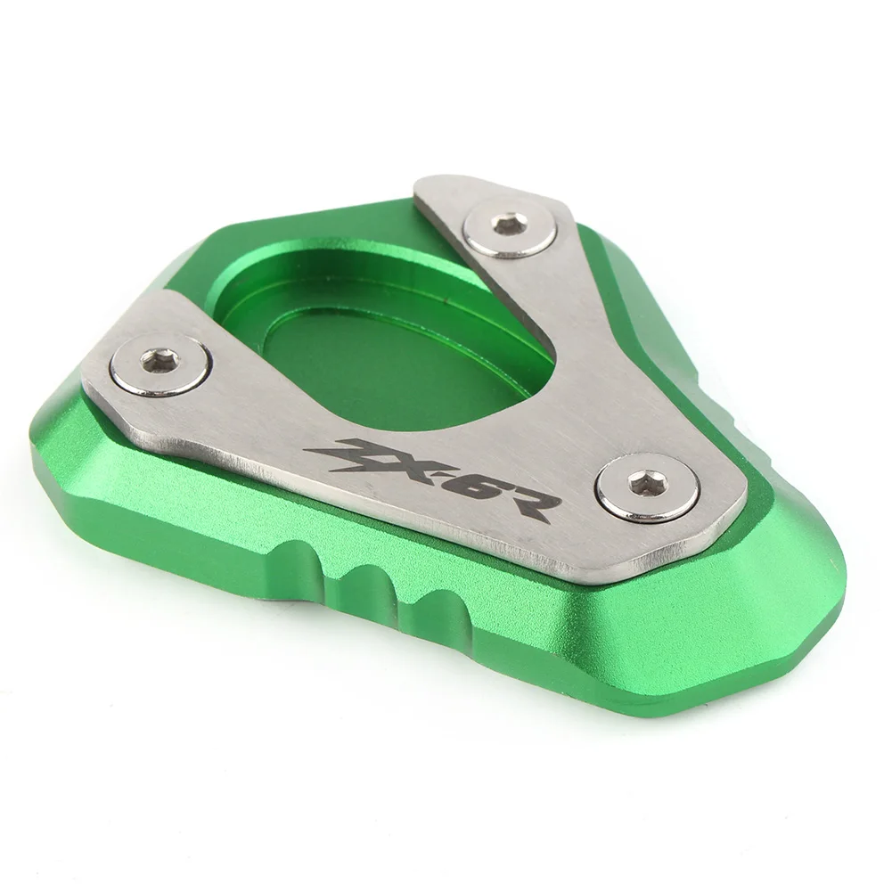 CNC Kickstand боковая стойка расширения пластины площадка для увеличения для Kawasaki ZX-6R ZX6R 2009- и ниндзя 636 2013 - Цвет: Зеленый