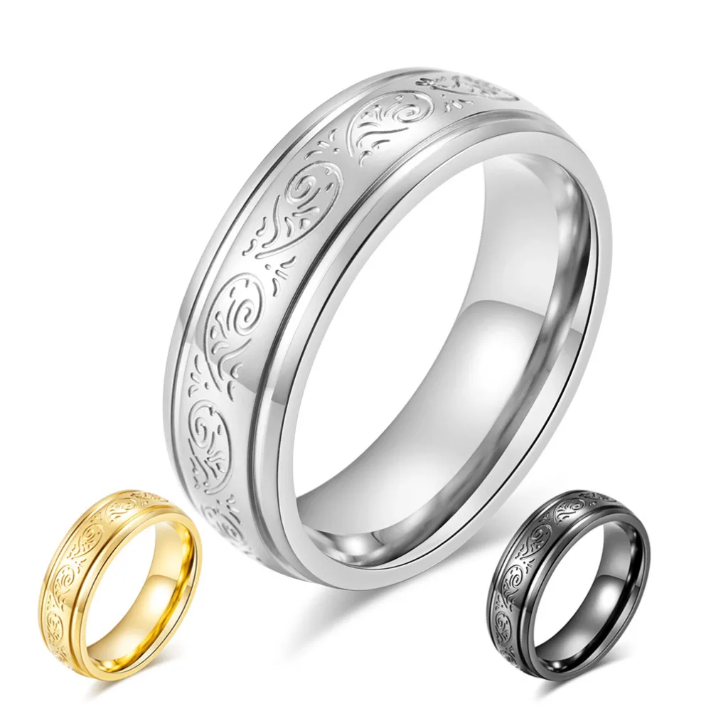 Горячая кольца с узором из нержавеющей стали пара обручальные кольца модные ювелирные изделия для женщин и мужчин