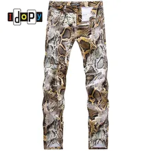 2016 Новые Мужские Змеиной Печатных Джинсы Slim Fit Тощий Ночной Клуб DJ Брюки Брюки Брюки Для Мужчин Плюс Размер
