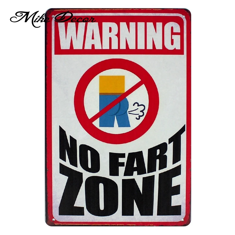 [ Mike86 ] Warnning NO FART ZONE Funny Metal Sign Home Bar Hotel Wall Painting Plaque Poster Party Decor AA-1000 | Дом и сад