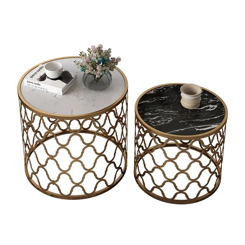 Round Marble Small Nest Coffee Tables 2pcs PACK 60cm(23\ Round Marble Small Nest Coffee Tables 2pcs PACK 60cm(23\