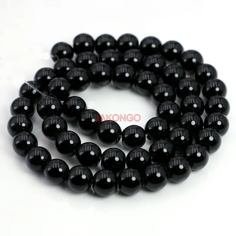 

JAKONGO Mature Round Black Stone Loose Beads For Jewelry Making Handmade DIY Bracelets 6/8/10mm Gem-inside