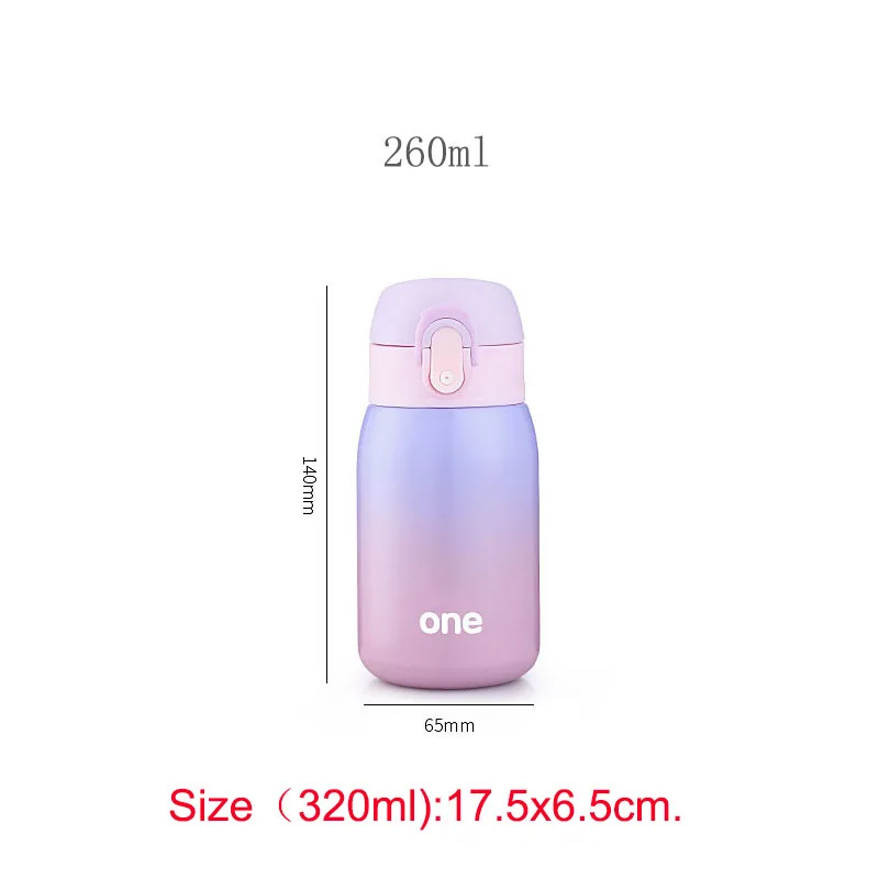 Cute thermose bottle with lock one hand touch vacuum flasks for lady for kids thermal cup(10)