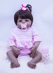 Уникальный черный кожаный силикон девочка Reborn Baby Doll художник ручной работы игрушки Реалистичные Новорожденные принцесса детские куклы