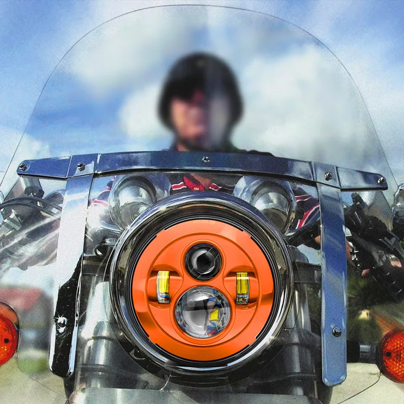 7" Inch LED Projector Daymaker Orange Headlight Harley ...