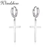 Real 925 Sterling Silver Small Loop Circle Cross Charm Drop Dangle Earrings For Women Girls Kids Children Men Jewelry Gift Aros ► Фото 1/6