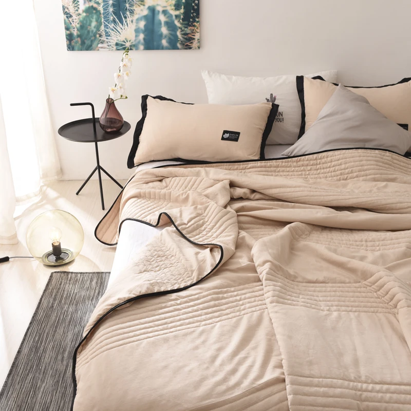 Buy 1pc Solid Color Bed Quilt Polyester Summer Quilt