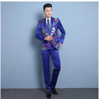 

Male singer costumes personality trend men Slim suit host dress nightclub studio men formal dress