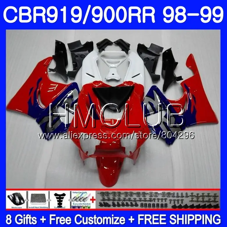 

Body For HONDA CBR 900RR CBR 919RR CBR919RR 98 99 69HM11 CBR900 RR CBR 919 RR CBR900RR Blue red New CBR919 RR 1998 1999 Fairing