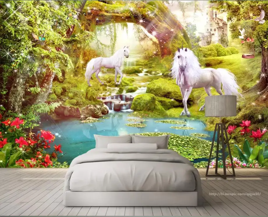 

photo 5d wallpaper walls Forest white horse 3d wallpaper walls Any room Background wall custom 3d mural wallpaper 2019