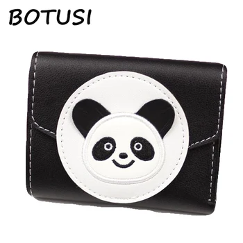 

BOTUSI Handwork Embroidery Panda PU Leather Purse Wallet ID Credit Card Holder Clutch Bifold Coin Pockets Money Bag Short Wallet