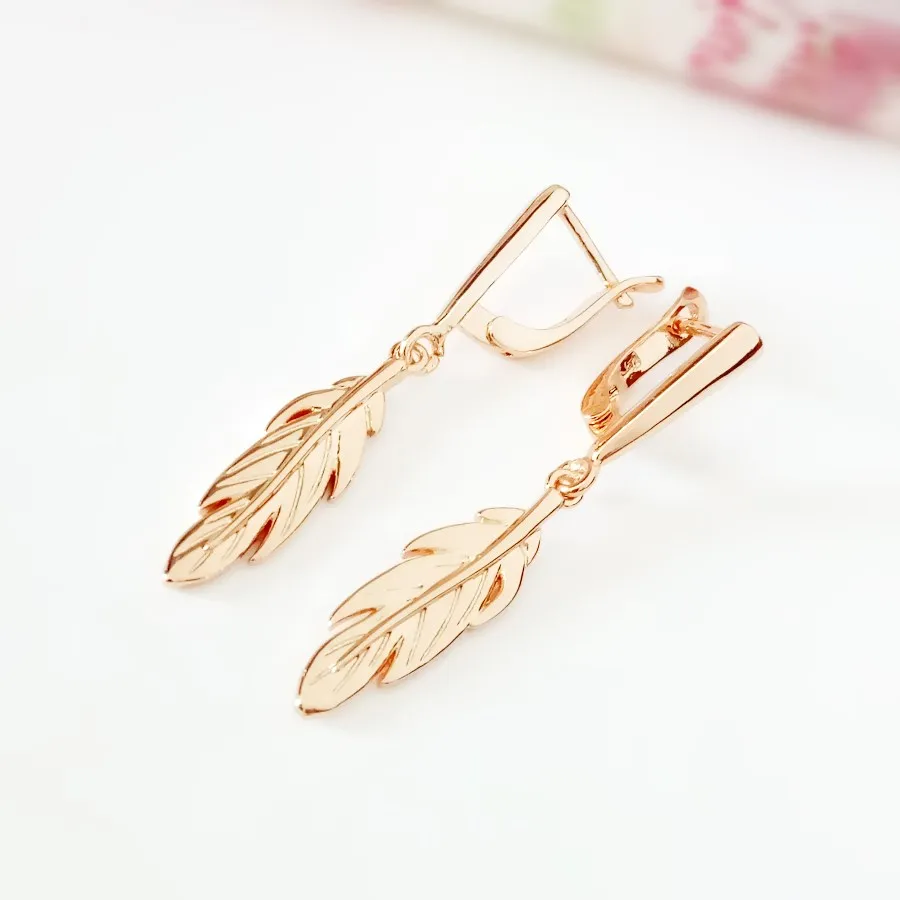

2019 Long Earring 585 Gold Color Earring Simple Design Vintage Earring Fashion Jewelry Women Drop Earring