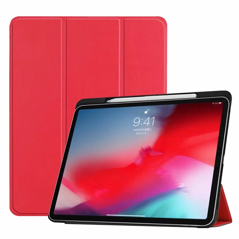 Премиум трифолд Чехол [сильная защита+ Apple Pencil Зарядка поддерживается] авто сна/Пробуждение Крышка для нового iPad Pro 11 дюймов - Цвет: Red