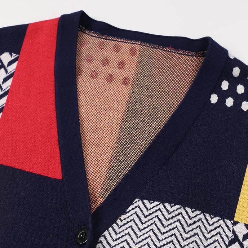 Роскошный дизайнерский бренд, весенний вязаный кардиган в стиле пэчворк, Женский Повседневный свободный свитер контрастного цвета с карманами, осенний C-092