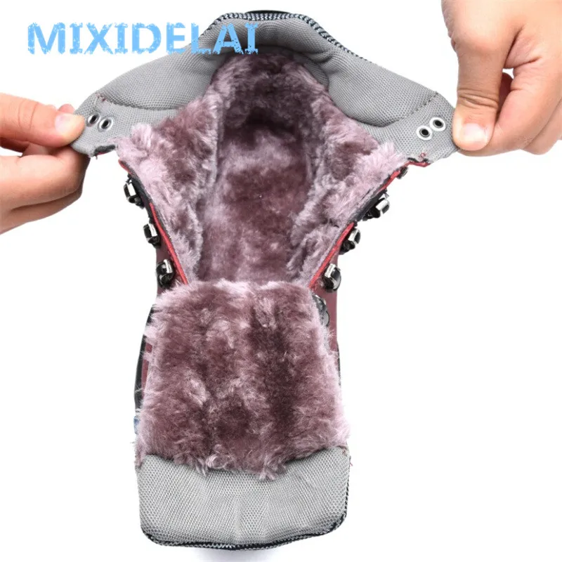 Winter Snow Boots Men Boots Size 38-46 Waterproof Snow Lace Up Ankle Warm Winter Shoes For Men
