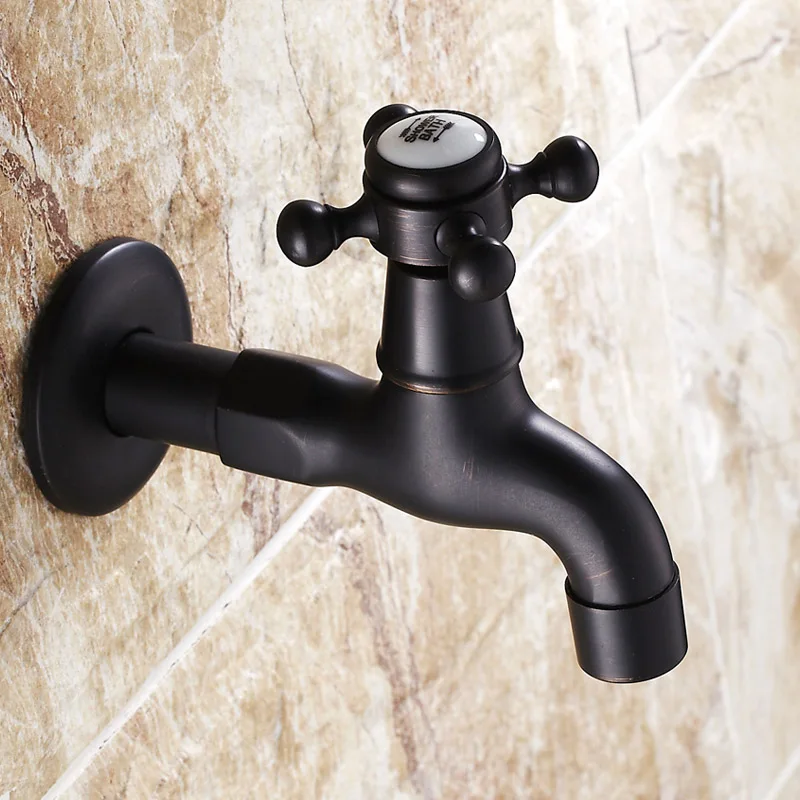 

per black bronze antique European washing machine mop pool leading lengthened single cold black bronze tap into the wall