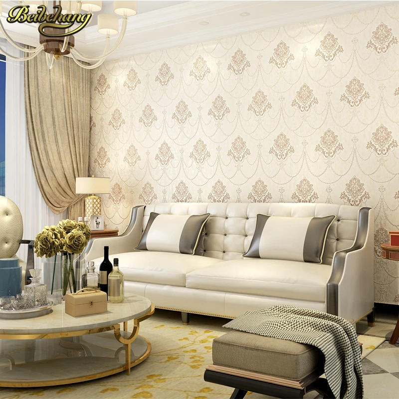 

beibehang papel de parede 3D Simple European Relief Damask Wallpaper beige Wall Paper For Living Room wallpaper-3d home decor