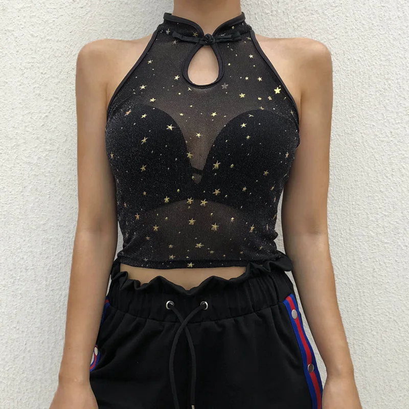 Buy NCLAGEN 2018 New Women Sexy See Through Tanks Star
