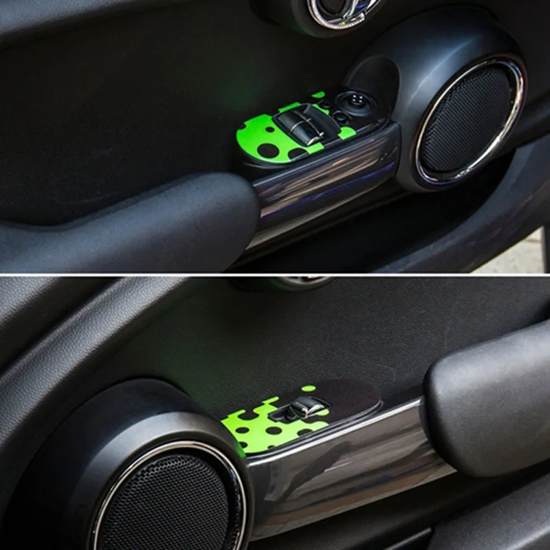 2 шт., автомобильная боковая дверь, стеклоподъемник, переключатель, панель управления, чехлы, наклейки, наклейка для Mini Cooper JCW F56 F55, аксессуары для стайлинга автомобилей - Название цвета: Зеленый