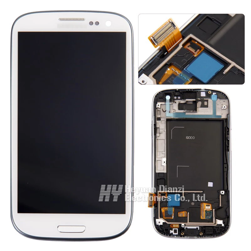 Wholesale Replacement For Samsung Galaxy S3 i9300 i747 L710 LCD Display Touch Screen Digitizer with frame