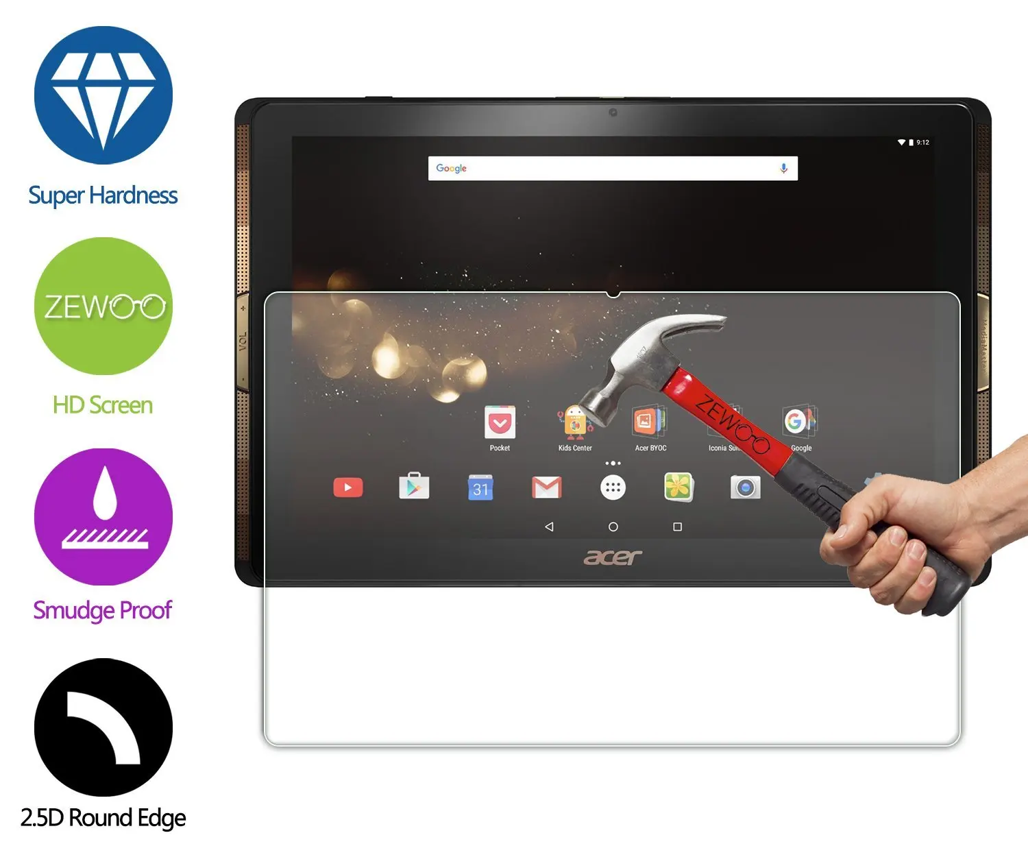 9H Protective Glass Screen Protector for Acer Iconia Tab 10 A3 A40 10.1