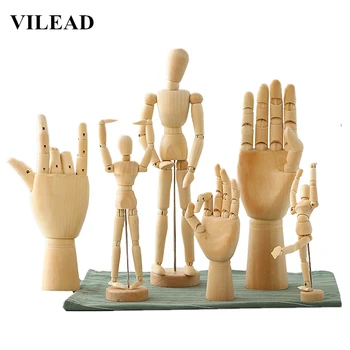 

Home Decor toy 8 Size Wood Hand Wooden Man Figurines Rotatable Joint Hand Model Mannequin Artist Miniatures Wooden Decoration
