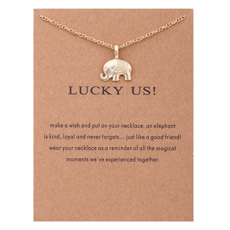 

Vintage Animal Gold Card Lucky US Elephant Bar Owl Skull Necklaces Necklace Pendants Women Girl Best Gift for friends Jewelry