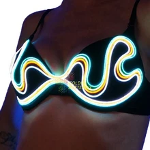 LED бикини светящиеся Мода г. световой EL бюстгальтер костюм для Для женщин/дамы EL Бикини платье для танцев Бейонсе танец живота Интимные аксессуары