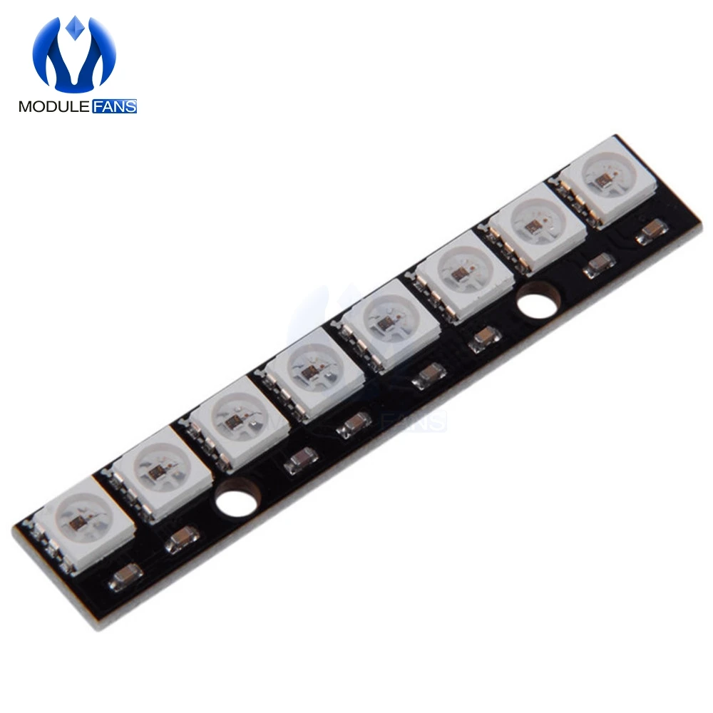 

Black 8 Channel WS2812 5050 RGB 8 LEDs Light Built-In Full Color-Driven Development Board Strip Driver Board for Arduino