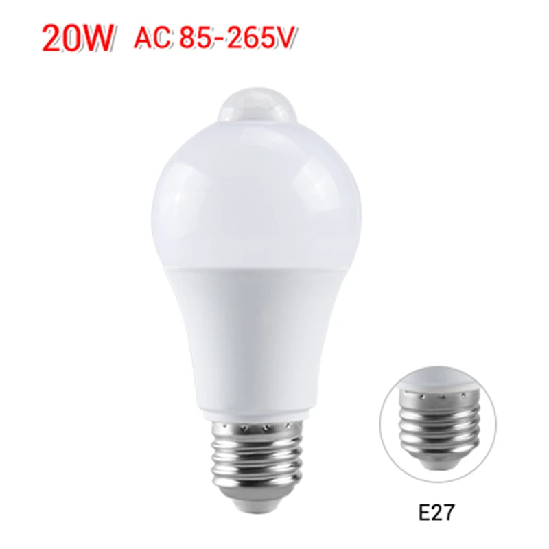 EeeToo Ночной светильник светодиодный светильник PIR датчик движения AC 85-265V B22 E27 Светодиодный светильник 12W 15W 18W 20W светильник для дома - Испускаемый цвет: E27  20W