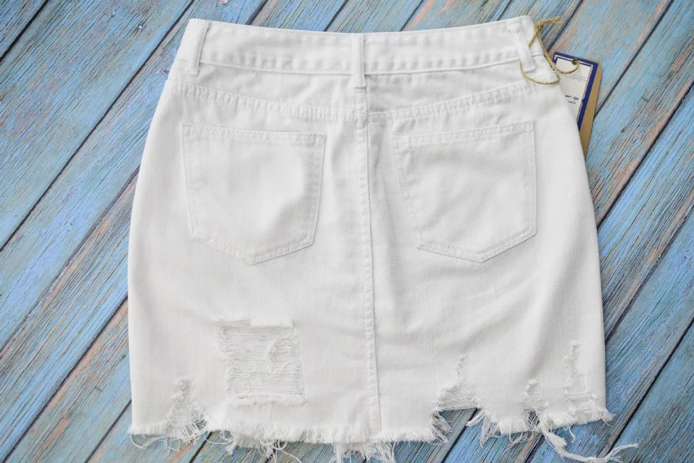 Women's high waist hip half skirt in pure white irregular worn foot tassel spring summer popular wild (21)