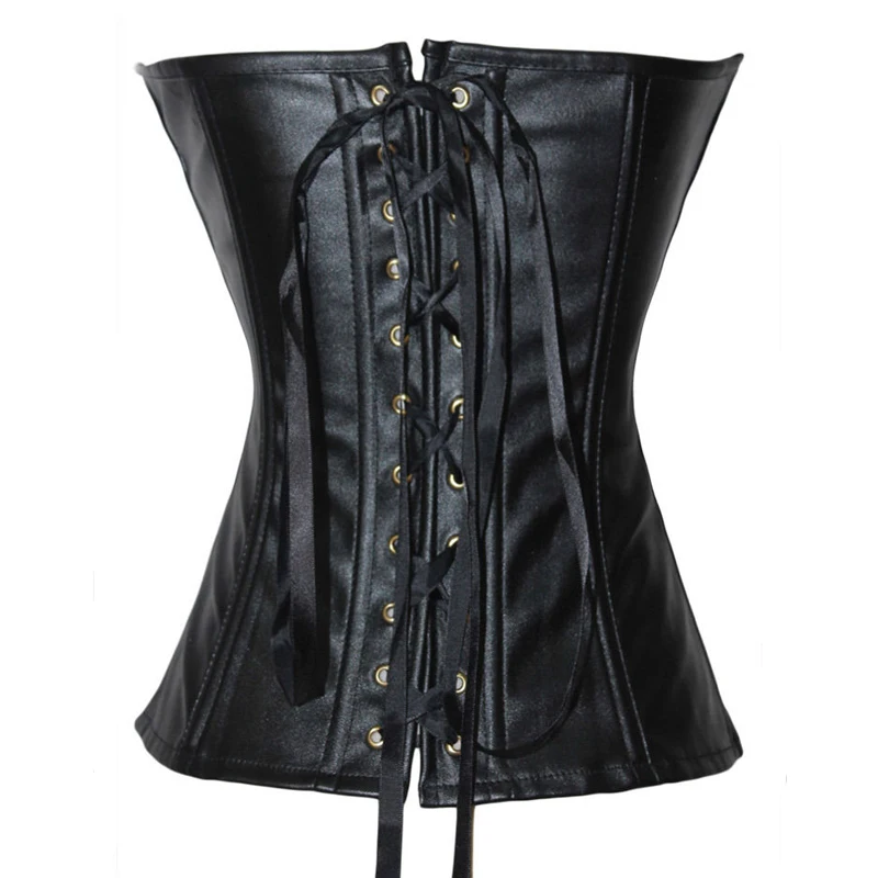 Черный корсет в стиле стимпанк из искусственной кожи на молнии|leather corset|leather zipper