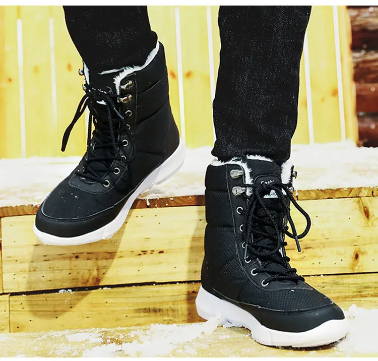 Мужские зимние ботинки; Новинка 21019 года; теплые зимние ботинки до середины икры с плюшевой подкладкой; мужские водонепроницаемые ботинки; повседневная мужская обувь на платформе; мужские кроссовки