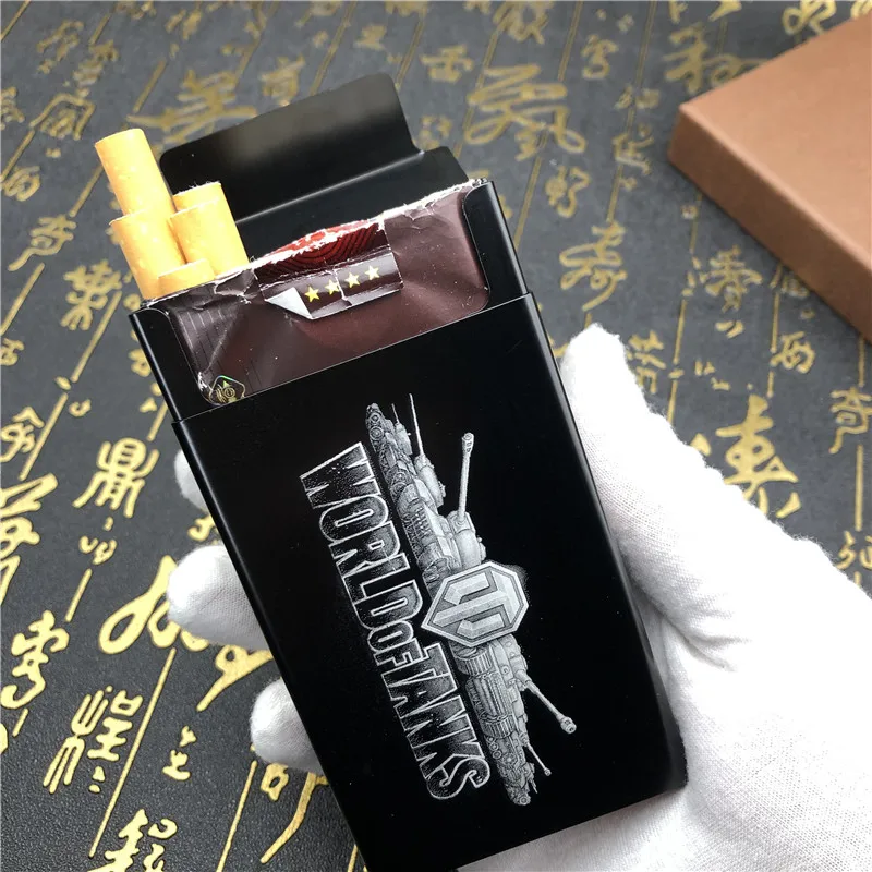 

Alalinong N82 DIY World Of Tanks Cigarette Boxes Laser Engraved Metal Cigarette Case Men Pocket Smoking Boxes Gadgets For Men