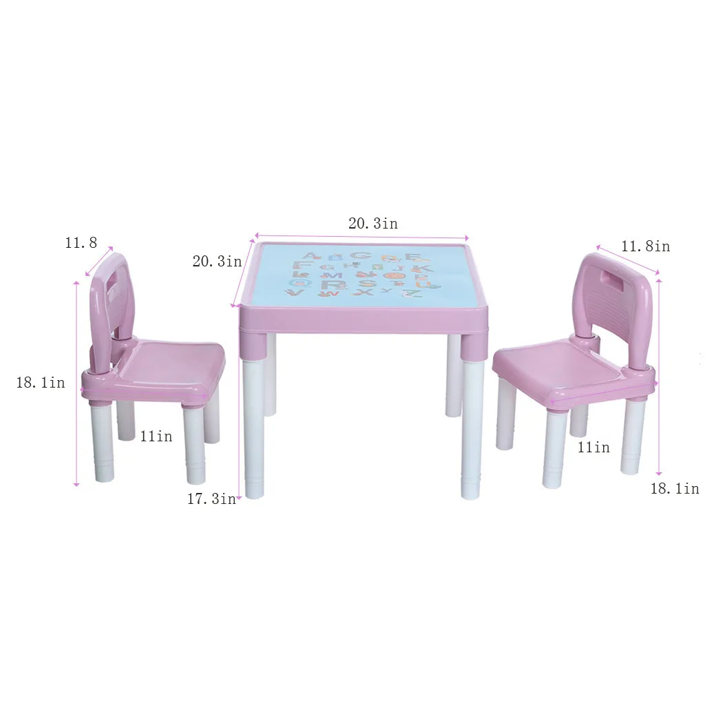 Plastic Kids Table And 2 Chairs Set, Set For Boys Or Girls Toddler Children's Table And Chairs Environmentally Friendly Plastic Kids Table And 2 Chairs Set, Set For Boys Or Girls Toddler Children's Table And Chairs Environmentally Friendly