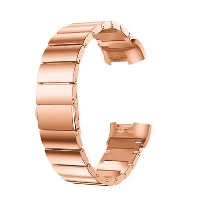 Ремешок из нержавеющей стали для Fitbit Charge 3 Смарт-браслет ремешок для часов Роскошная замена металлический браслет аксессуары для часов - Цвет: Розовое золото