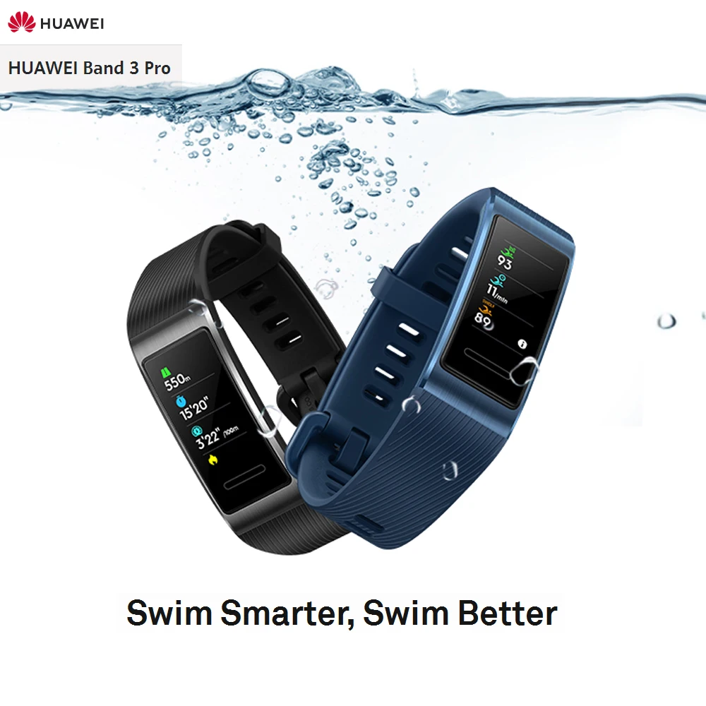 

Original Huawei Band 3 Pro GPS Smart Band Metal Amoled 0.95' Full Color Touchscreen Swim Stroke Heart Rate Sensor Sleep Bracelet