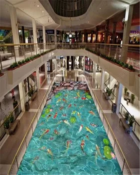

Custom Any Size 3D Mural Wallpaper Large Boutique HD Clear Lake Water Fish Picture 3D Floor Interior Wallpaper Mural