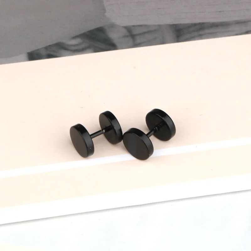 Trendy Punk Earring Men Black Stud Earrings Oorbellen Stainless Steel Minimalist Earrings Fashion Male Fashion Gift Jewelry (1)