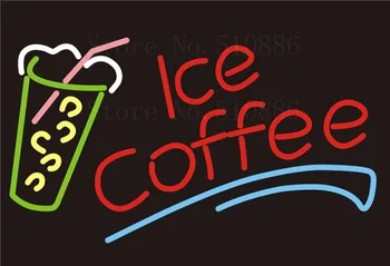 

Custom Signage NEON SIGNS ICE cOFFEE Real GLASS Tube BAR PUB Signboard Display Decorate Store Shop Light Sign 17*14"