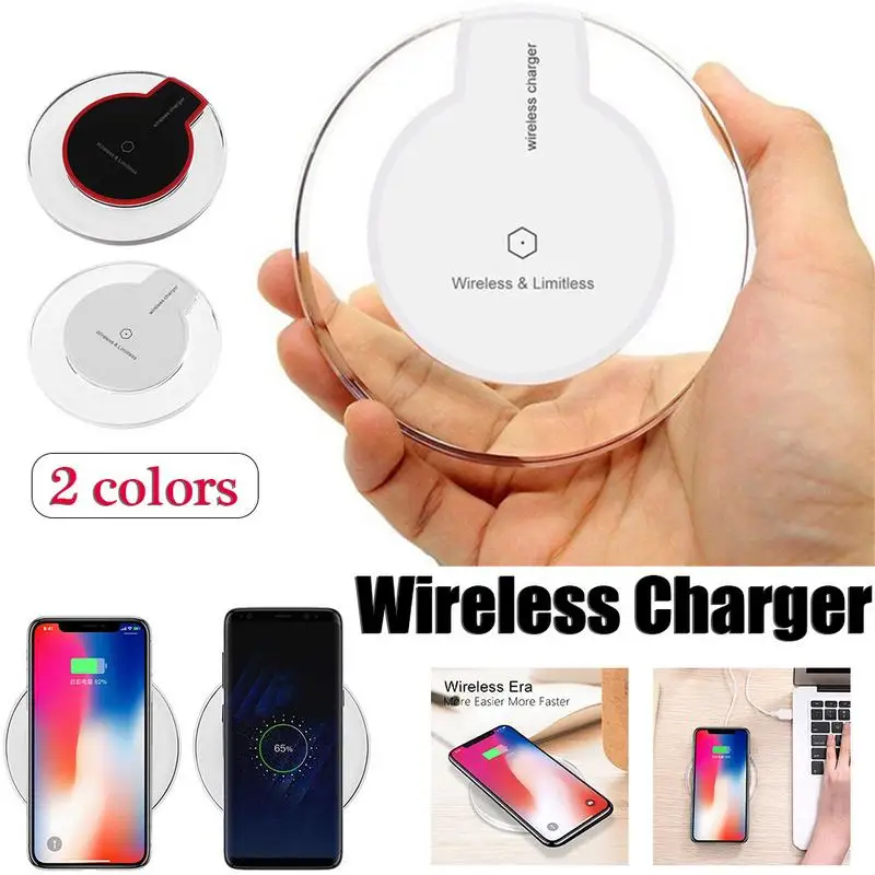 

K9 Crystal Ultra-Thin Wireless Charger Qi Fast Charge Wireless Charging Base Transmitter Round For Mobile Phone with retail box