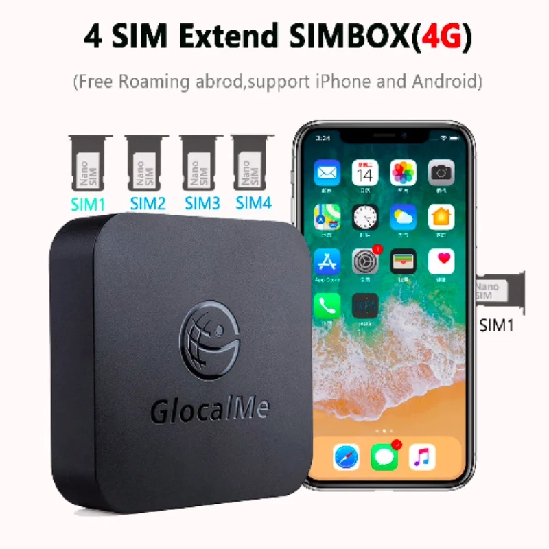 

Multi 4 SIM Dual Standby No Roaming 4G SIM-Router for iOS & Android , simbox,work with WiFi / Data to Make Call &SMS