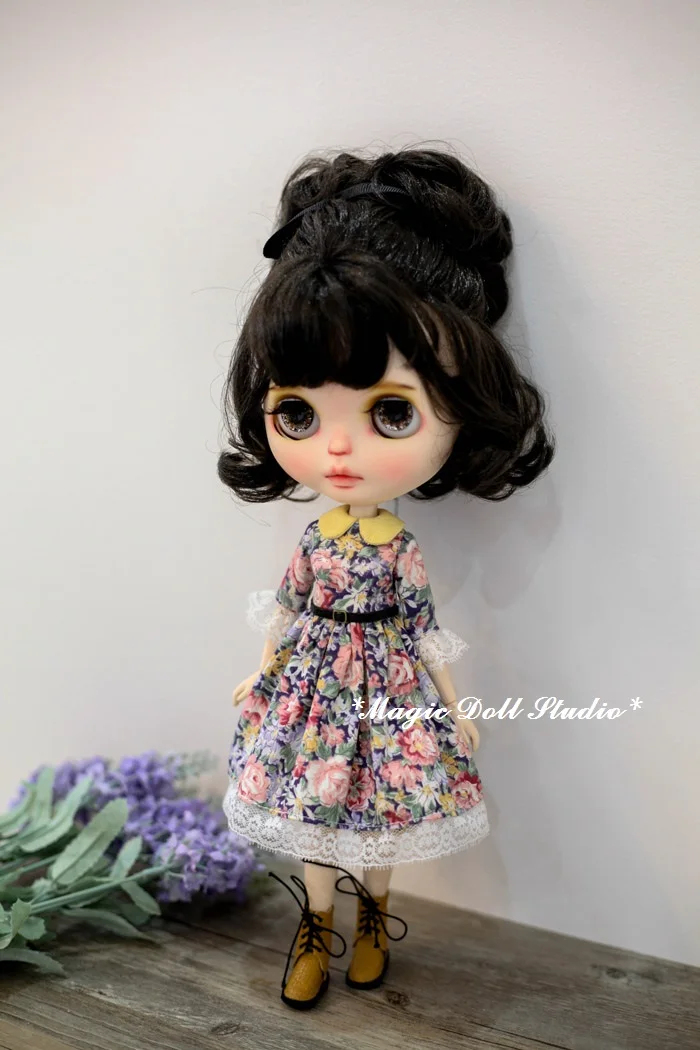 [MG689] Новинка года Neoblythe кукла платье# цветок печатных с кружево платье для Neoblythe Azone OB24 куклы в розницу