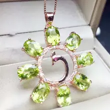 Натуральный кулон из перидота 925 стерлингового серебра Павлин стиль, хорошее ювелирное изделие, 0.95ct* 8 шт. драгоценный камень# T8080809