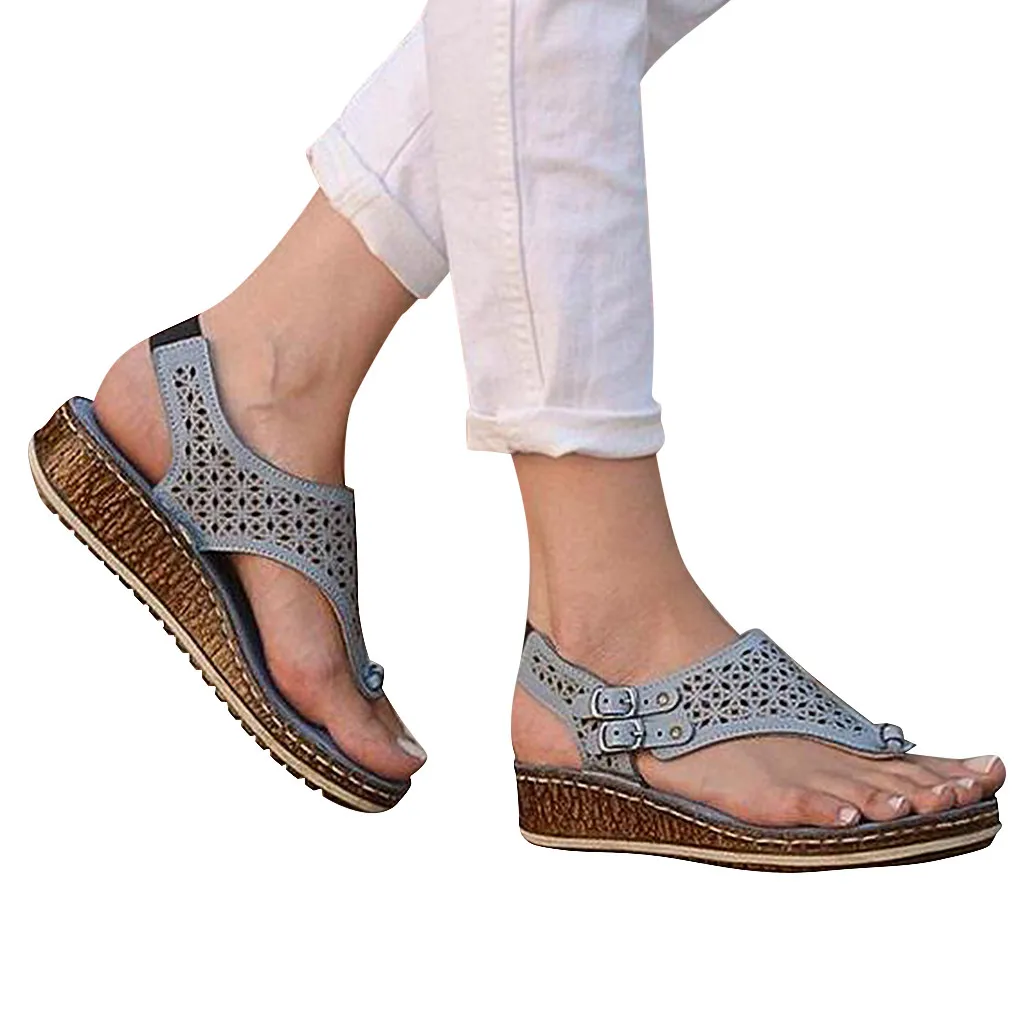 SAGACE женские туфли сандалии большого размера открытые туфли на танкетке с пинетками; с пряжкой; на низком каблуке; белый ремешок достойно сандалии Для женщин Летняя обувь