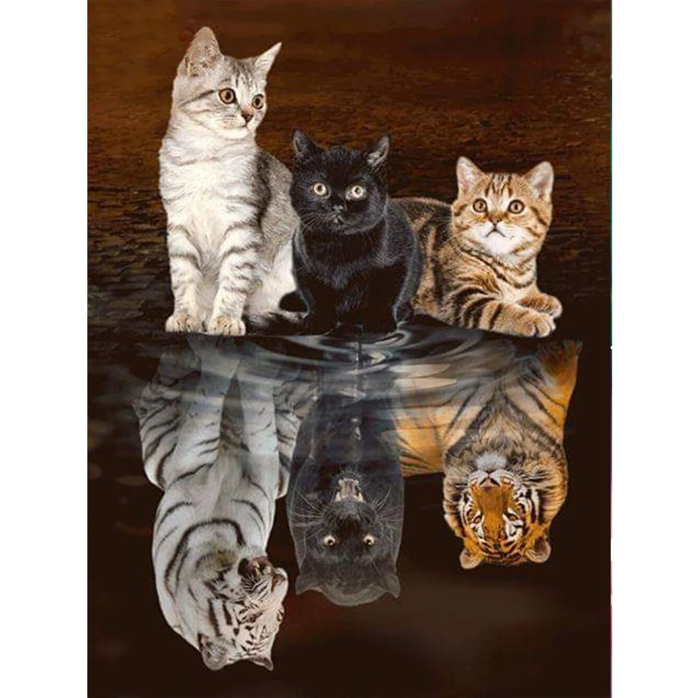 Huacan-5D-Diamond-Painting-Full-Square-Cat-and-Tiger-Picture-Of-Rhinestones-Mosaic-Animals-Kits-Diamond