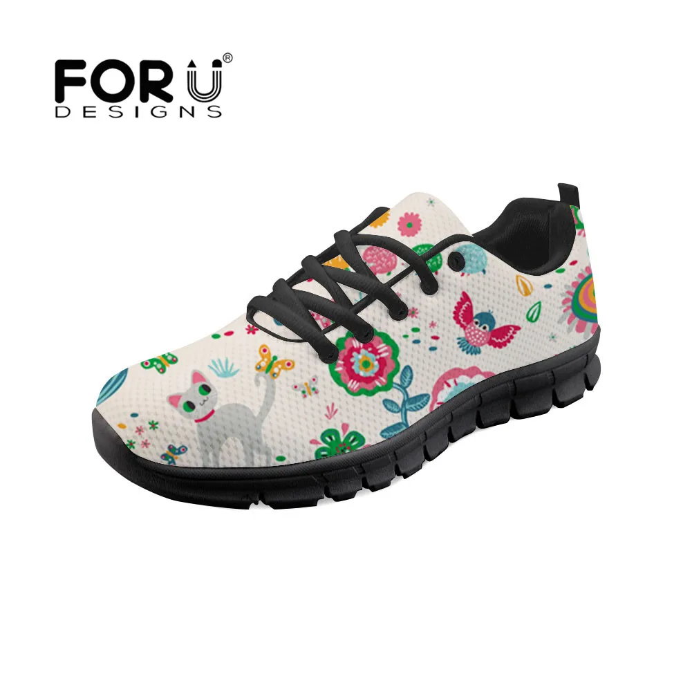 

FORUDESIGNS Cat in the Forest Students Sneakers Flat Shoes Casual Women Breathable Mesh Tenis Feminino Ladies Shoe Basket Femme
