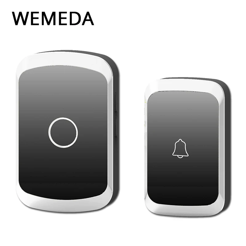 

WEMEDA Wireless Doorbell Waterproof Battery Button LED Light Receiver US Plug 300 Remote 36 Chime 4 Volume Home Cordless Bell
