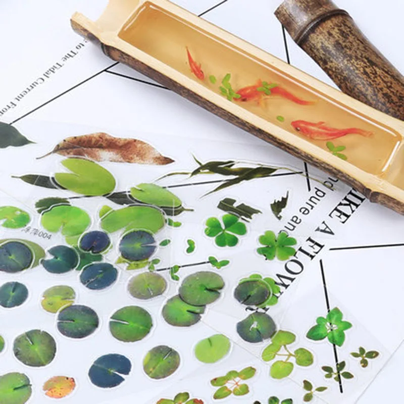 

5pcs 3DSimulation Fish Lotus Duckweed UV Resin Decorative Sticker Fit Molds DIY Micro Landscape Phone Case Scrapbooking Sticker
