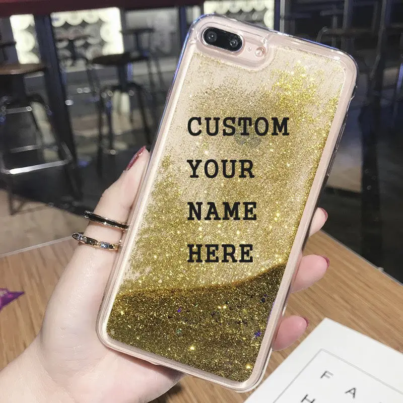 Custom Phone Case for iPhone XS MAX Case for iPhone X XR 6 6S 7 8 Plus Cover Luxury Glitter Liquid Quicksand Case DIY Name Photo08